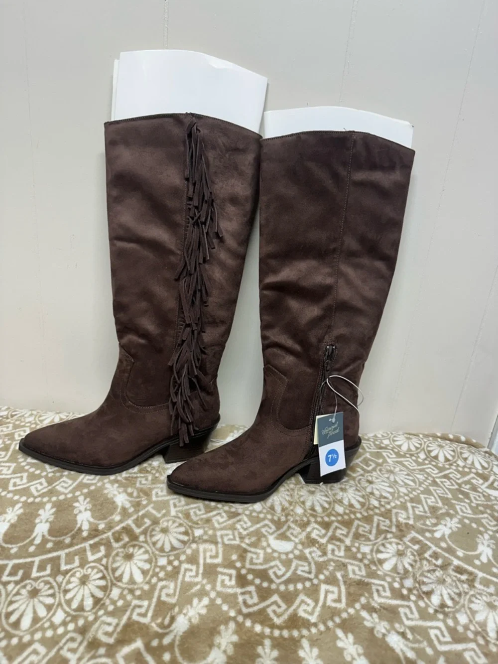 Universal Thread Brown Over-the-Knee Fringe Boots